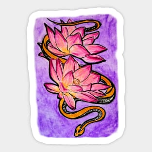 Pink Lotus, Orange Snake Sticker